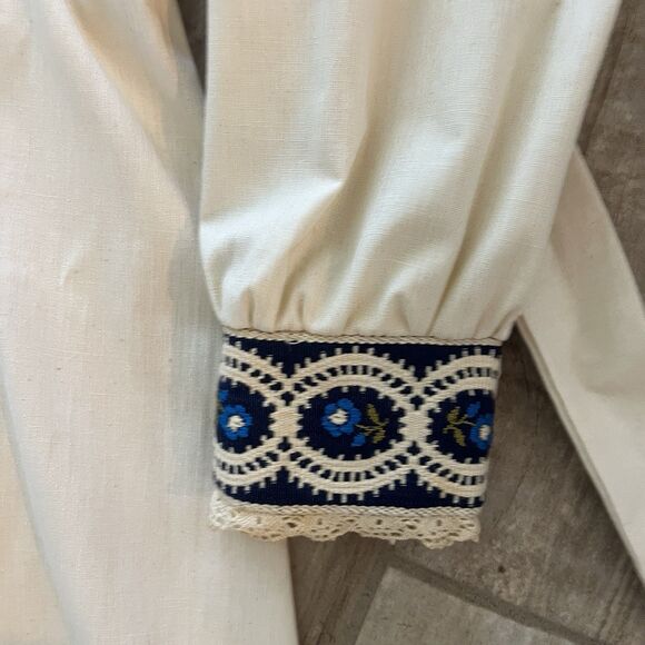 70s vintage Gunne Sax Jessica Romantic Prairie Style Maxi Blue Braid Dress 32/28 - Picture 3 of 12